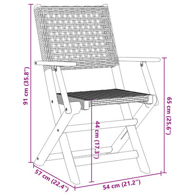 vidaXL Ensemble de bistro 3 pcs noir résine tressée et bois massif