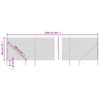 vidaXL Clôture à mailles losangées avec piquet d'ancrage vert 2x25 m