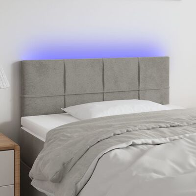 vidaXL Tête de lit à LED Gris clair 100x5x78/88 cm Velours