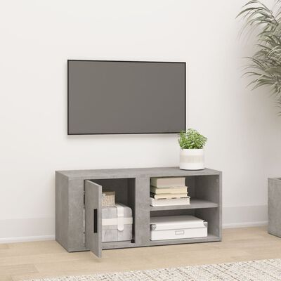 vidaXL Meuble TV Gris béton 80x31,5x36 cm Bois d'ingénierie