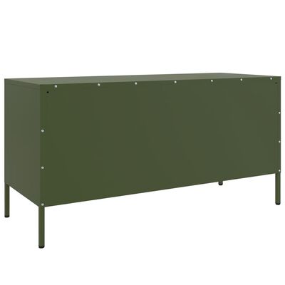 vidaXL Meuble TV vert olive 100,5x39x50,5 cm acier