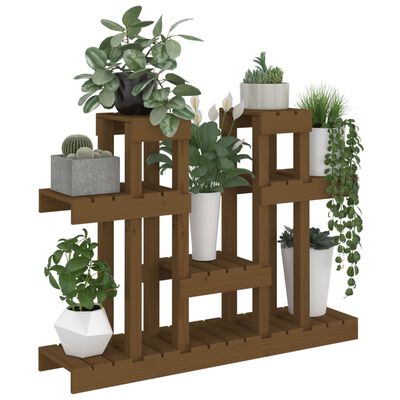 vidaXL Support à plantes Marron miel 104,5x25x77,5 cm Bois massif pin