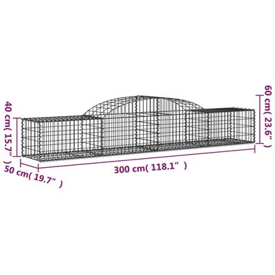 vidaXL Paniers à gabions arqués 13 pcs 300x50x40/60 cm fer galvanisé