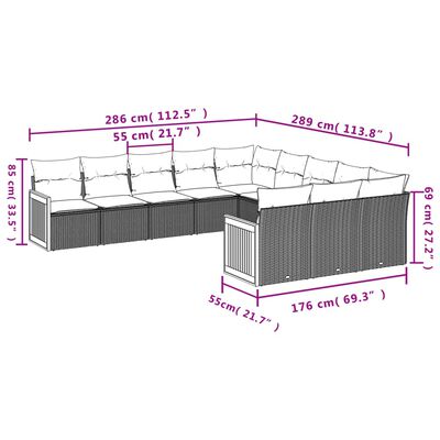 vidaXL Salon de jardin 11 pcs avec coussins beige résine tressée