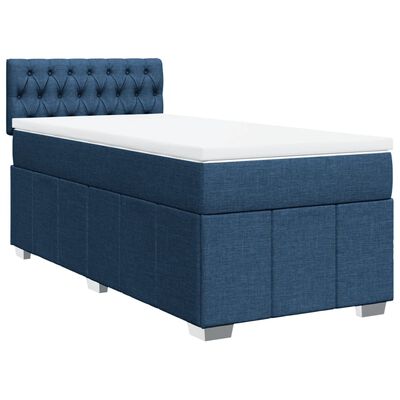 vidaXL Sommier à lattes de lit avec matelas Bleu 90x190 cm Tissu