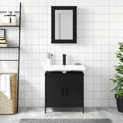 vidaXL Ensemble de meubles salle de bain 2 pcs noir bois d'ingénierie