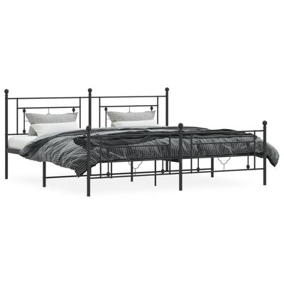 vidaXL Cadre de lit métal sans matelas avec pied de lit noir 200x200cm