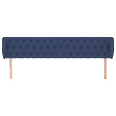 vidaXL Tête de lit avec oreilles Bleu 203x23x78/88 cm Tissu