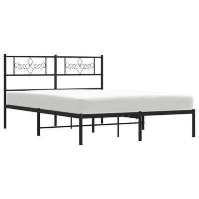 vidaXL Cadre de lit métal sans matelas avec tête de lit noir 135x190cm