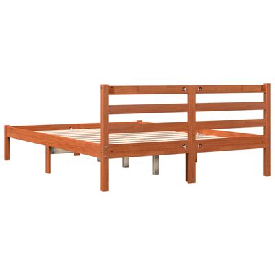 vidaXL Cadre de lit sans matelas cire marron 135x190cm bois pin massif