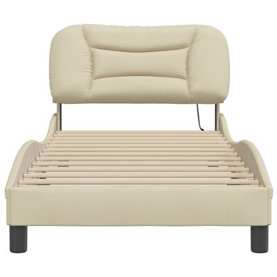 vidaXL Cadre de lit avec LED sans matelas crème 90x200 cm tissu