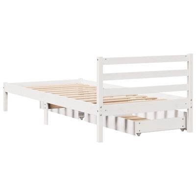 vidaXL Cadre de lit sans matelas blanc 75x190 cm bois de pin massif