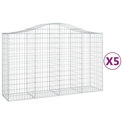 vidaXL Paniers à gabions arqués 5 pcs 200x50x120/140 cm Fer galvanisé