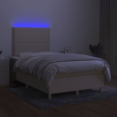 vidaXL Sommier à lattes de lit matelas et LED crème 120x190 cm tissu