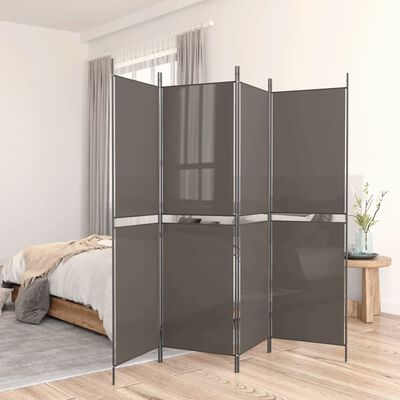 vidaXL Cloison de séparation 4 panneaux Anthracite 200x200 cm Tissu