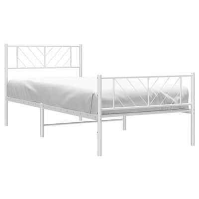 vidaXL Cadre de lit métal sans matelas et pied de lit blanc 107x203 cm