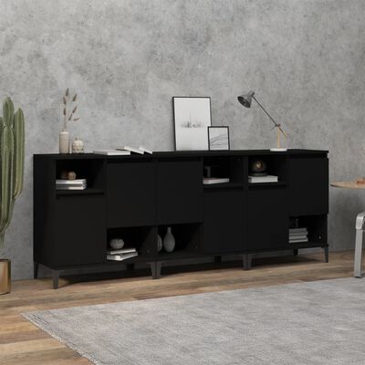 vidaXL Buffets 3 pcs noir 60x35x70 cm bois d'ingénierie