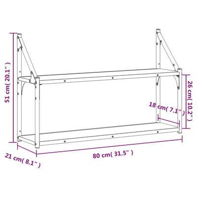 vidaXL Étagère murale 2 niveaux chêne sonoma 80x21x51 cm