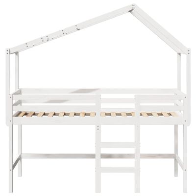 vidaXL Lit superposé et échelle et toit blanc 80x200cm bois pin massif