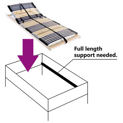 vidaXL Sommier à lattes sans matelas avec 42 lattes 7 zones 90x200 cm