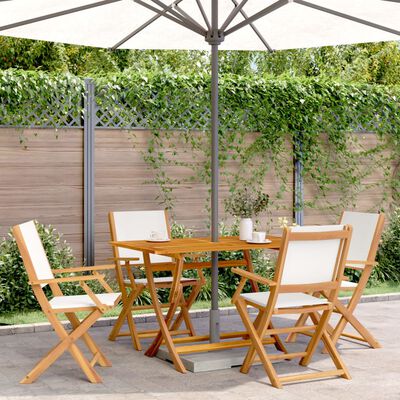 vidaXL Chaises de jardin pliantes lot de 4 tissu et bois massif