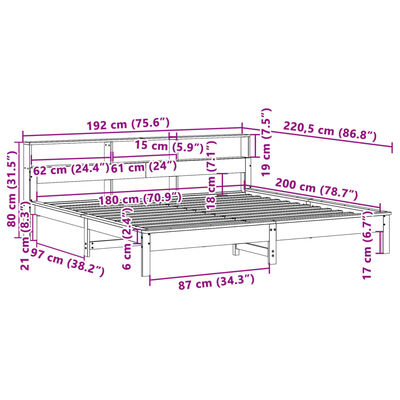 vidaXL Cadre de lit sans matelas blanc 180x200 cm bois massif de pin