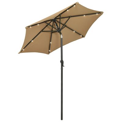 vidaXL Parasol de jardin avec lumières LED taupe 200x211 cm aluminium