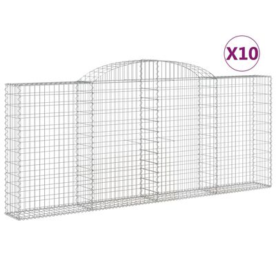 vidaXL Paniers à gabions arqués 10 pcs 300x30x120/140 cm fer galvanisé