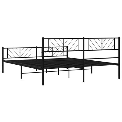 vidaXL Cadre de lit métal sans matelas avec pied de lit noir 200x200cm