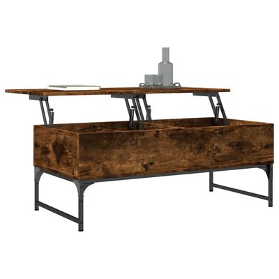 vidaXL Table basse chêne fumé 100x50x40 cm bois d'ingénierie et métal