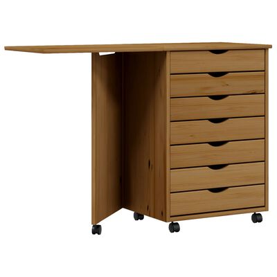 vidaXL Armoire roulante avec bureau MOSS marron miel bois de pin