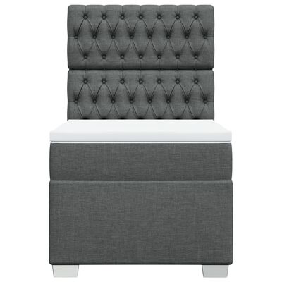 vidaXL Sommier à lattes de lit avec matelas Gris foncé 100x200cm Tissu