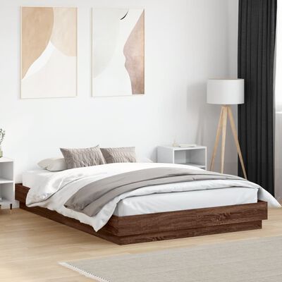 vidaXL Cadre de lit chêne marron 160x200 cm bois d'ingénierie