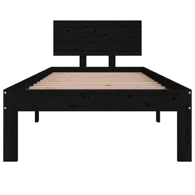 vidaXL Cadre de lit Noir Bois massif 75x190 cm Petit simple