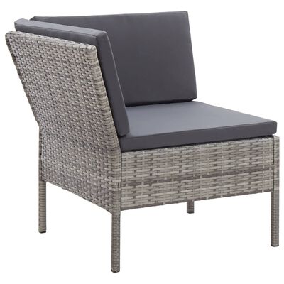 vidaXL Salon de jardin 3 pcs avec coussins Résine tressée Gris