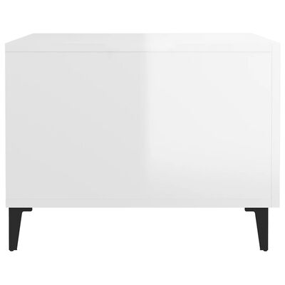 vidaXL Table basse avec pieds en métal Blanc brillant 50x50x40 cm