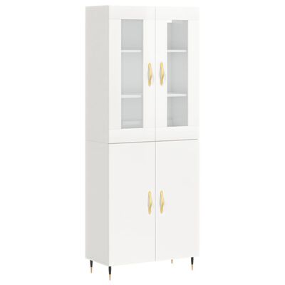 vidaXL Buffet haut Blanc brillant 69,5x34x180 cm Bois d'ingénierie