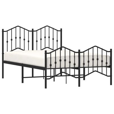 vidaXL Cadre de lit métal sans matelas avec pied de lit noir 120x190cm