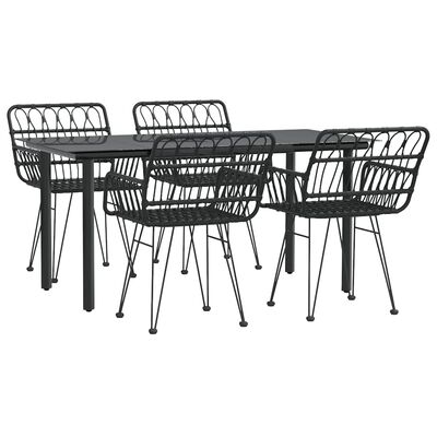 vidaXL Ensemble à manger de jardin 5 pcs Noir Résine tressée