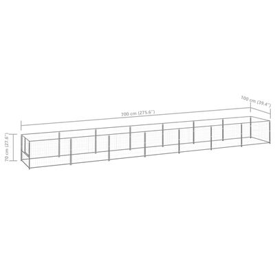 vidaXL Chenil Argenté 7 m² Acier