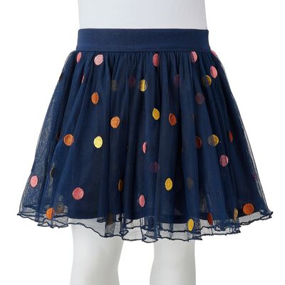 Jupe en tulle à pois pour enfants bleu marine 140