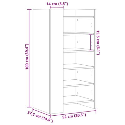 vidaXL Armoire à chaussures gris béton 52x37,5x100cm bois d'ingénierie