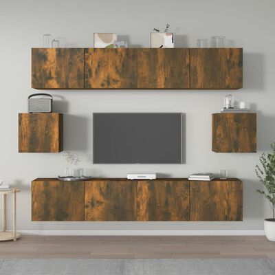 vidaXL Ensemble de meubles TV 6 pcs Chêne fumé Bois d'ingénierie