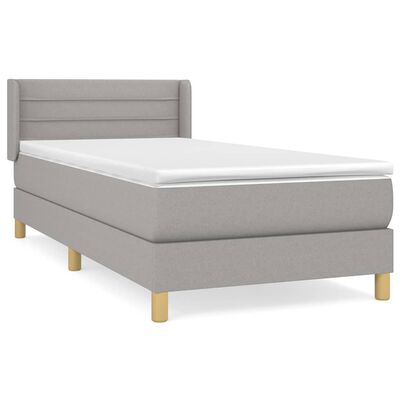 vidaXL Sommier à lattes de lit et matelas Gris clair 90x190 cm Tissu