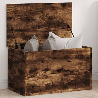 vidaXL Boîte de rangement chêne fumé 60x35x35 cm bois d'ingénierie