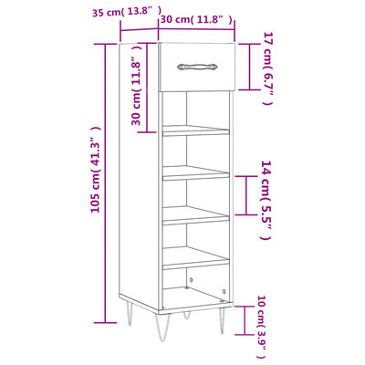 vidaXL Armoire à chaussure Blanc brillant 30x35x105 cm Bois ingénierie