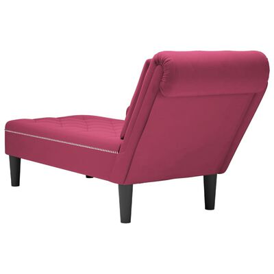 vidaXL Fauteuil long avec coussin et accoudoir droit rouge bordeaux