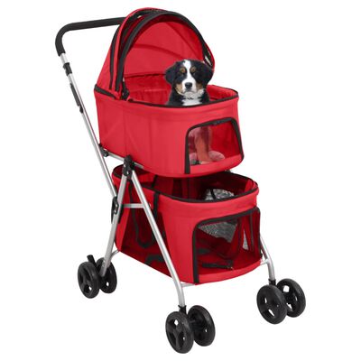 vidaXL Poussette pour chien pliante à 2 niveaux Rouge 83x48x97 cm