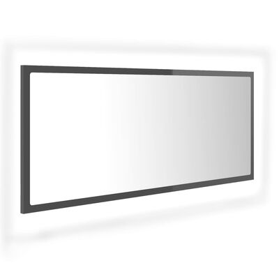 vidaXL Miroir LED salle de bain Gris brillant 100x8,5x37 cm Acrylique