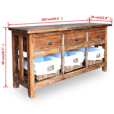 vidaXL Buffet Bois de récupération massif 100x30x50 cm